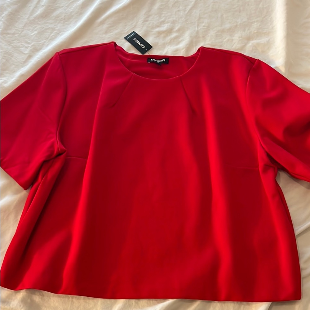 Express Red Boxy Short Sleeve T-Shirt